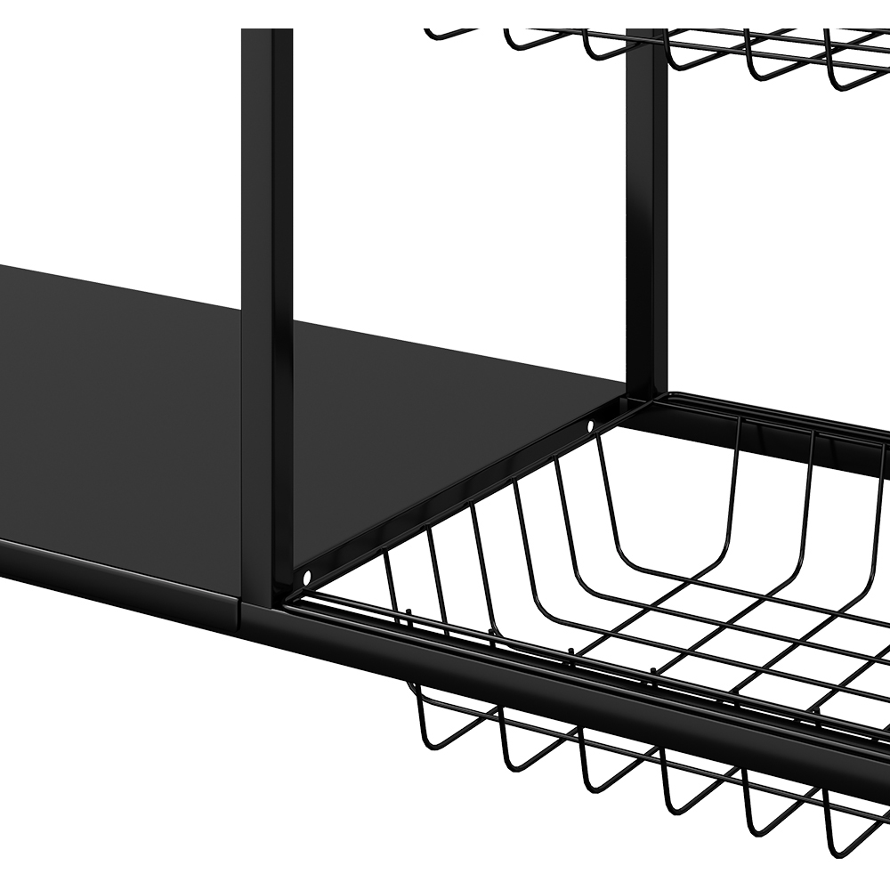Living and Home 4-Tier Black Microwave Storage Rack on Wheel Image 6