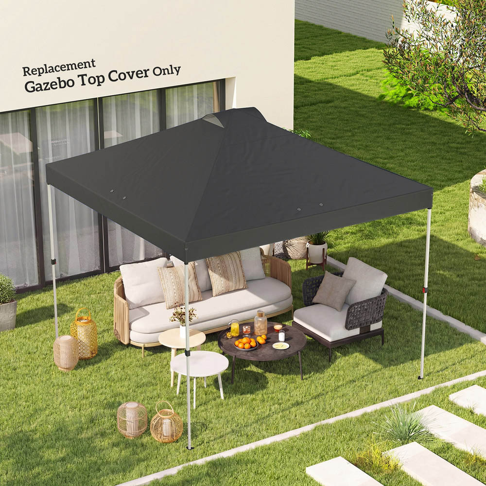 Outsunny 3 x 3m Dark Grey Waterproof Gazebo Roof Replacement Cover Image 2
