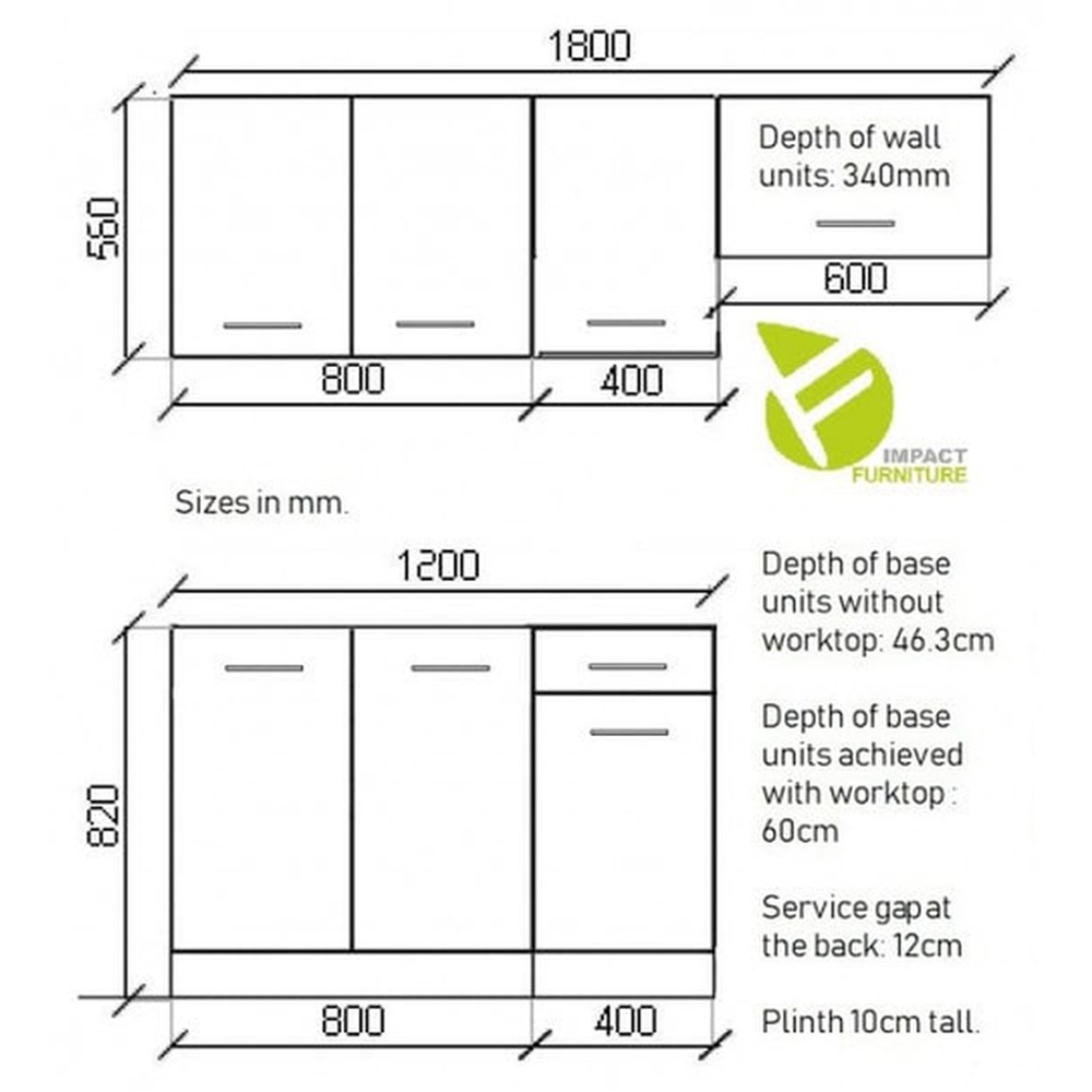Impact Furniture Nela Sonoma Oak Kitchenette Kitchen Cabinet Set of 5 Image 9