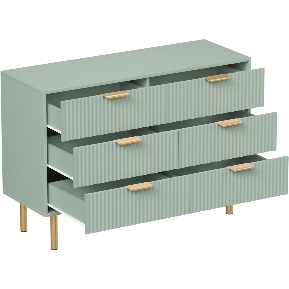 FurnitureHMD 6 Drawer Light Green Wave Pattern Chest of Drawers Image 4