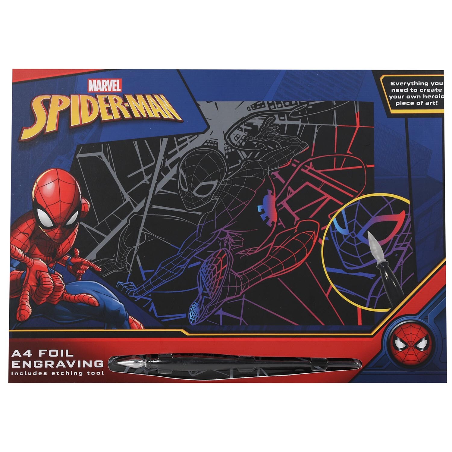 Marvel A4 Spiderman Foil Engraving Scratch Art Set Image 1