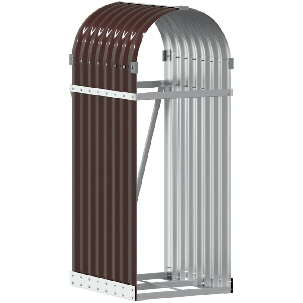 vidaXL Brown Galvanised Steel Firewood Log Holder 100 x 40 x 45cm Image 1