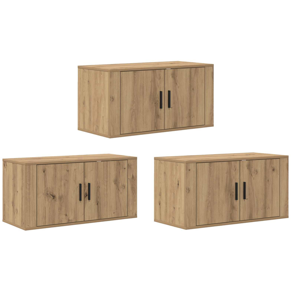 vidaXL 2 Door Artisan Oak Wall Mounted TV Unit Set of 3 Image 3