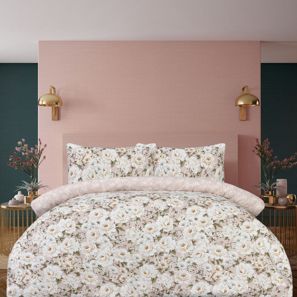 Smart Living Single Blush Pink Elegant Blooms Duvet Set Image 1