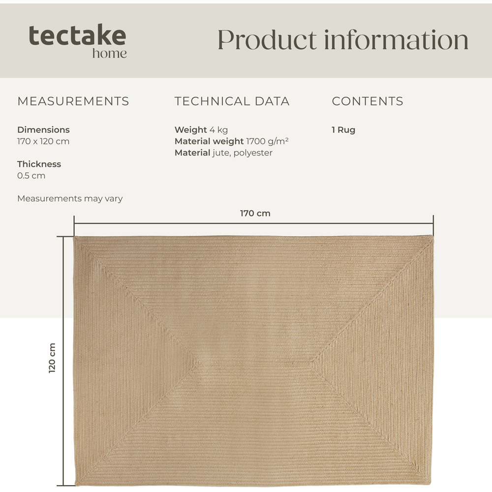 tectake Easy Care Woven Rug 170 x 120 x 0.5cm Image 8
