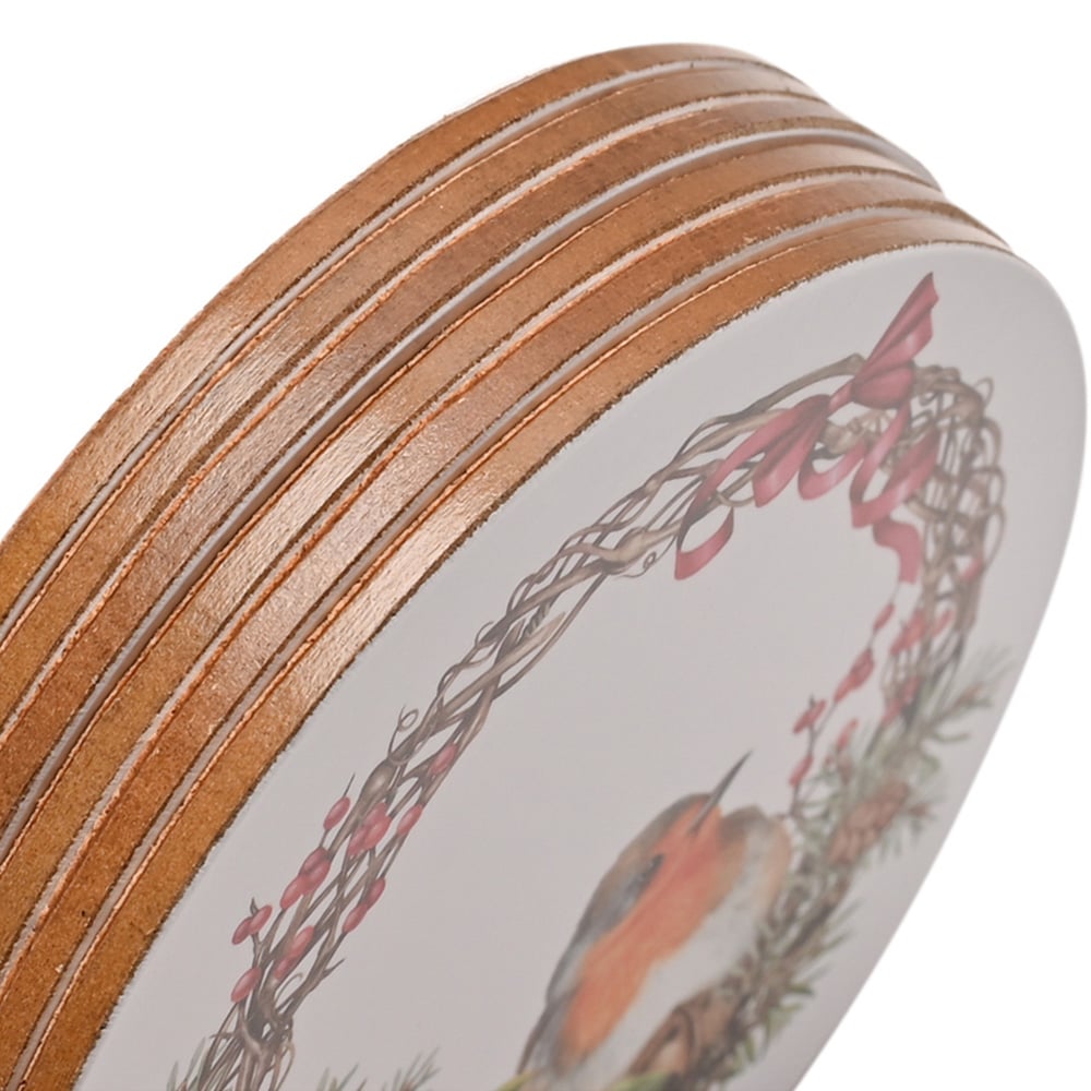 The Seasonal Gift Co. 4 Piece Robin Round Coasters Set Image 2