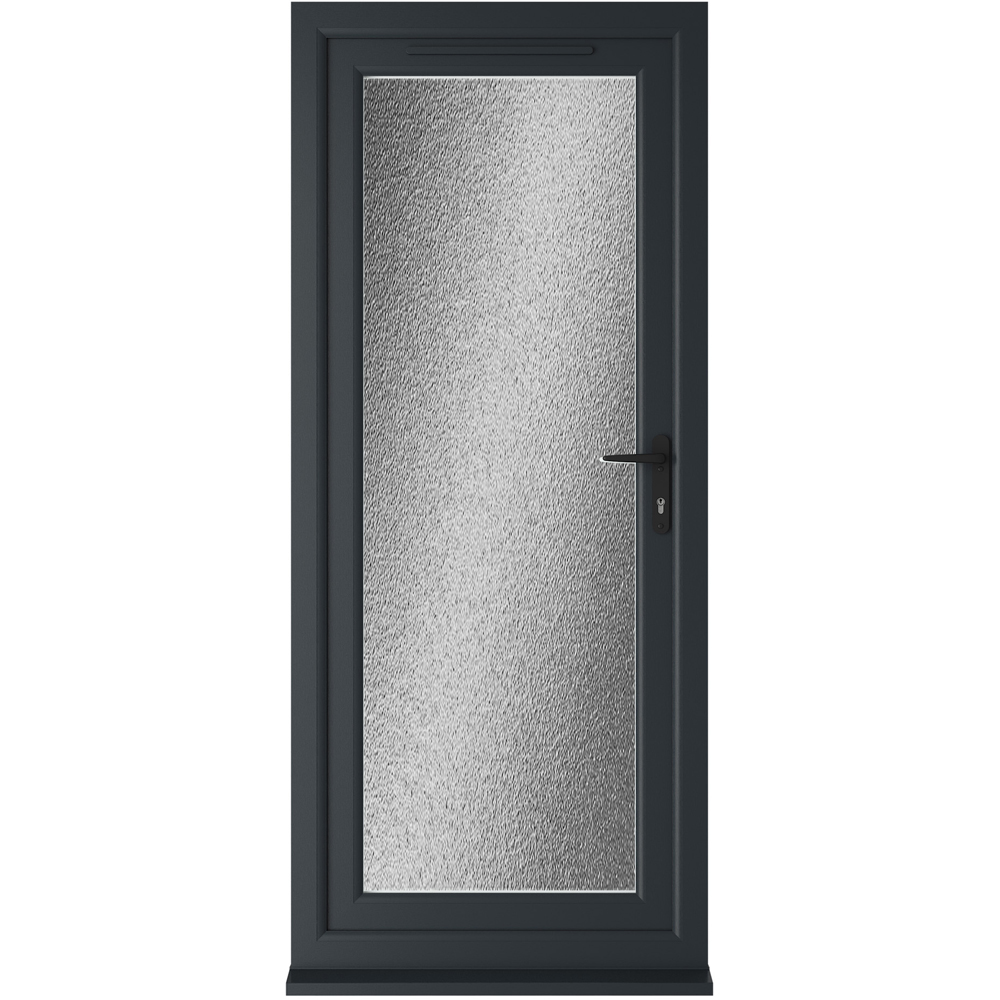 Crystal uPVC Triple Glazed Door Full Glass Left hand Grey White Obscure Glass 920x2090mm Image 1