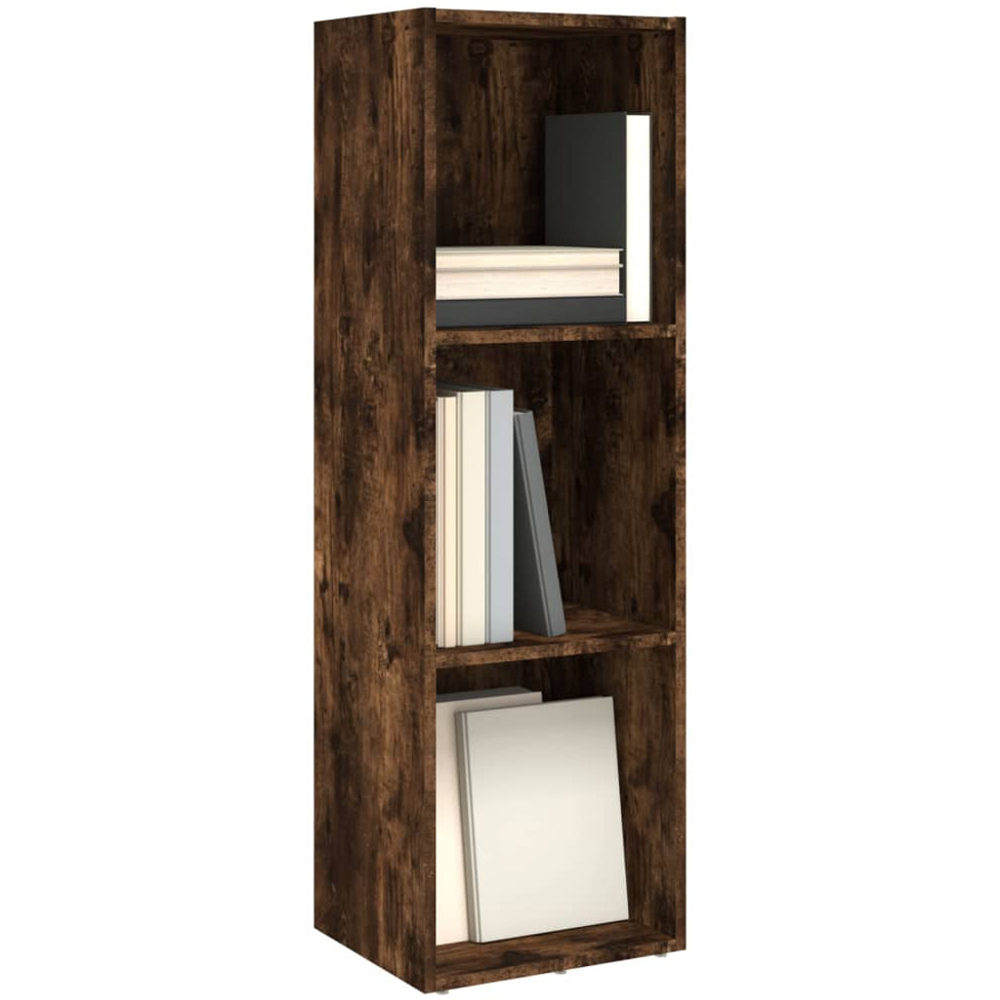 vidaXL 3 Shelf Smoked Oak Bookcase Image 3