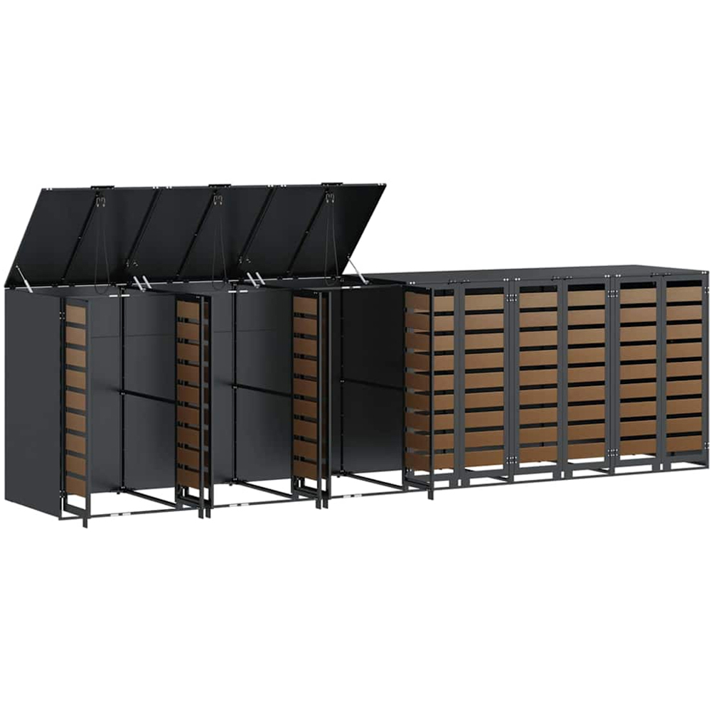 vidaXL Anthracite 6 Wheelie Bin Storage Shed with HDPE Door Image 4