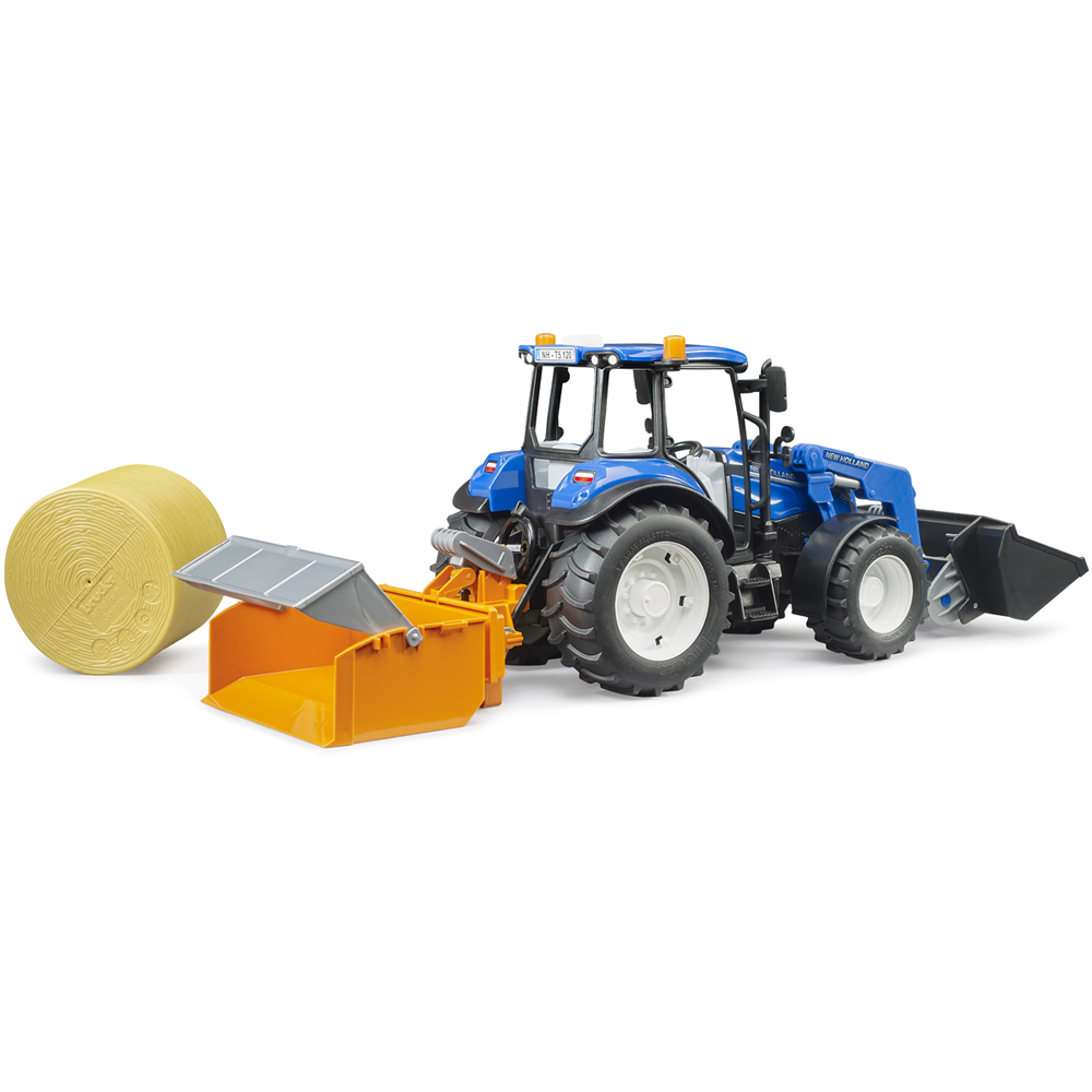 Bruder New Holland T5.120 Loader Tractor with Loading Box and Forks Image 7