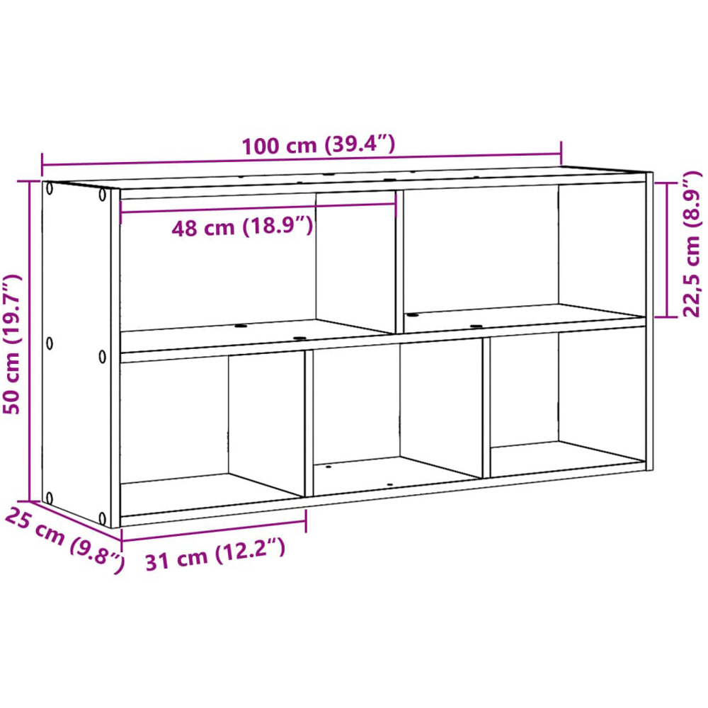 vidaXL 5 Shelf Smoked Oak Floating Wall Shelf Image 6