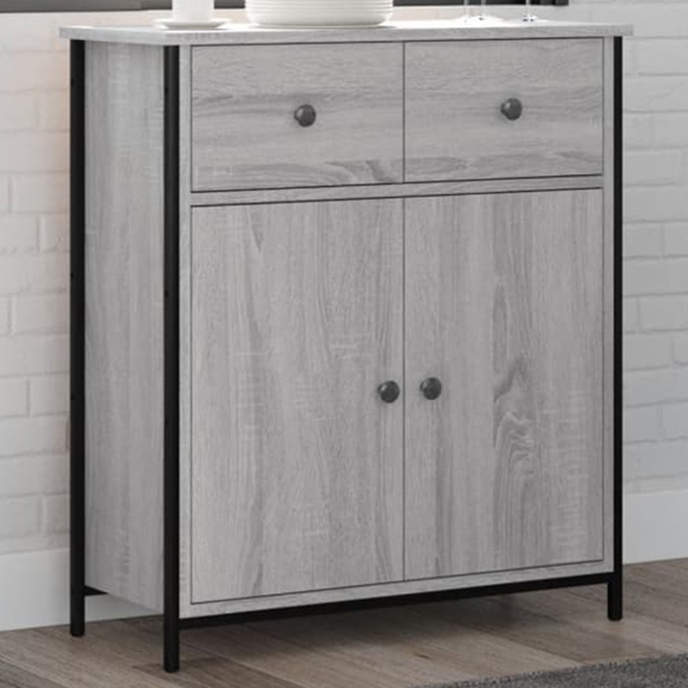 vidaXL 2 Door 2 Drawer Grey Sonoma Wooden Sideboard Image 1