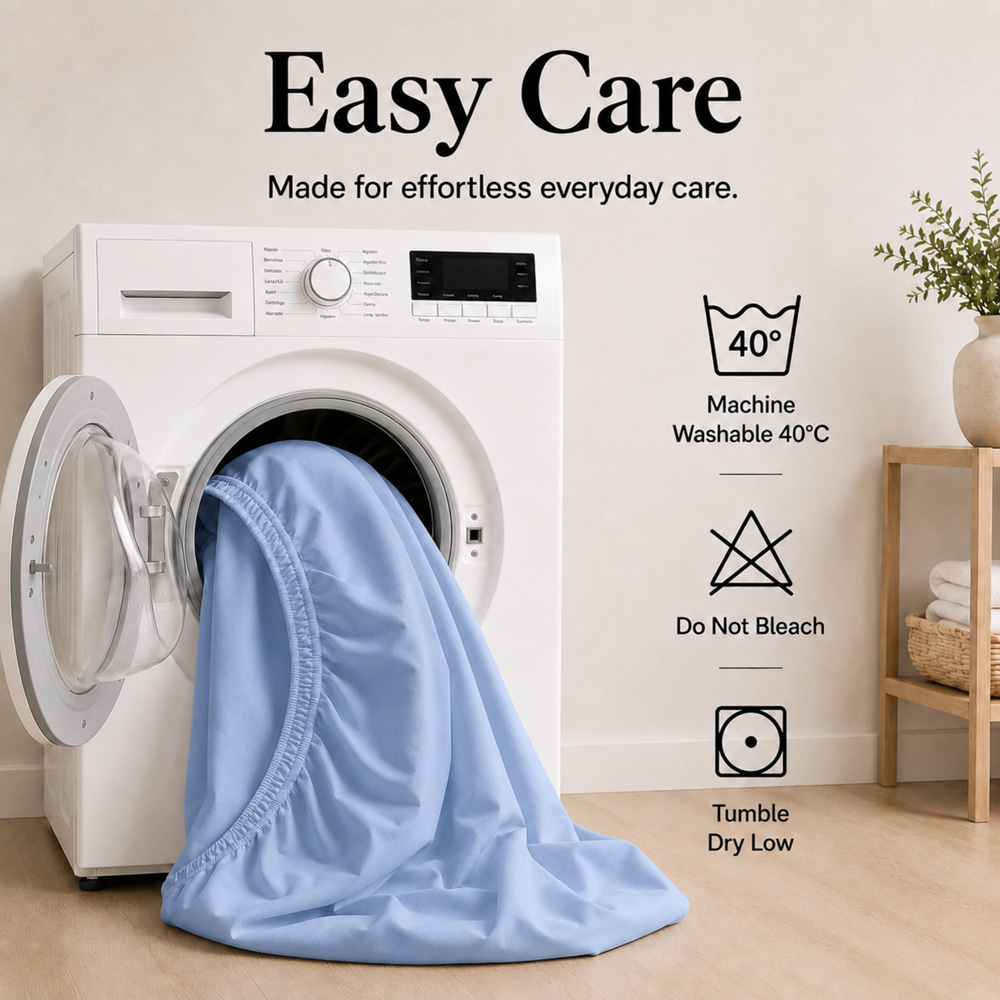 MHG Living King Size Light Blue 30cm Deep Pocket Fitted Sheet with 2 Pillowcase Image 8