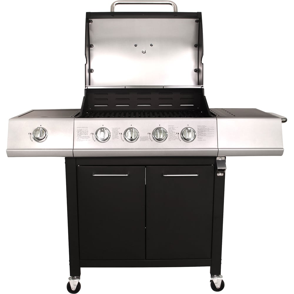 Charles Bentley 4 Burner + 1 Side Burner Gas BBQ Black Image 4