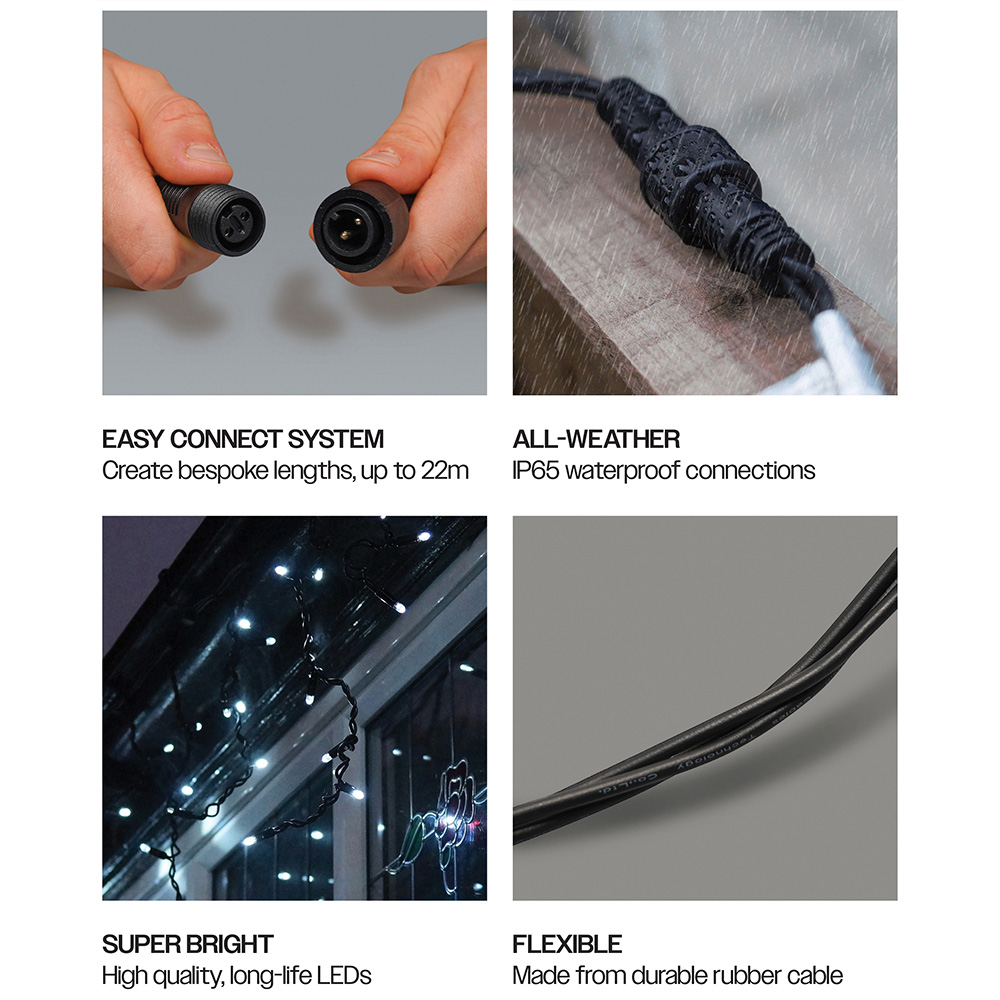 Eagle Connect Cool White LED Black Icicle Light 18m Image 3