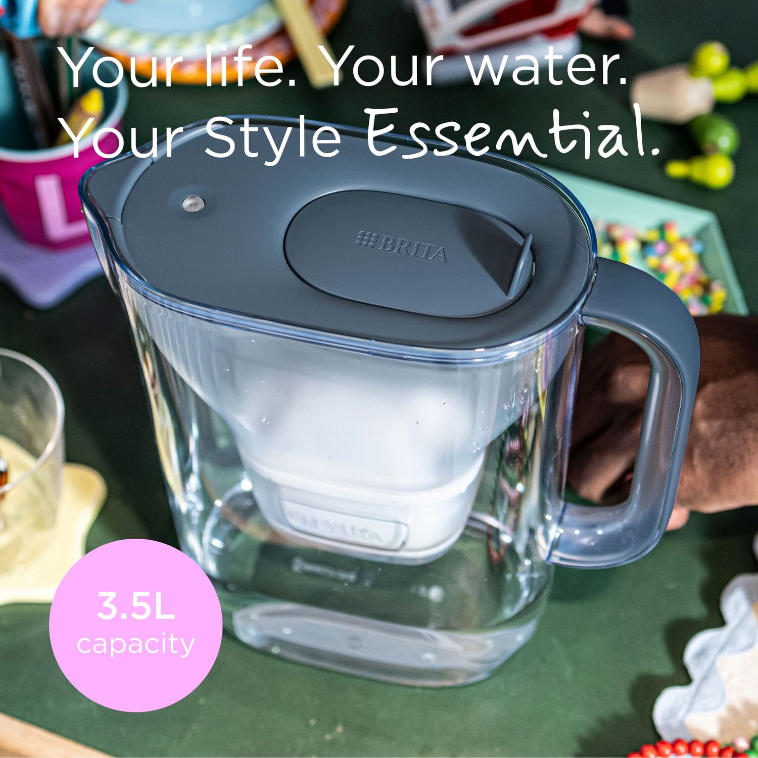 Style Essential Cool Stone Water Filter Jug Blue Image 3