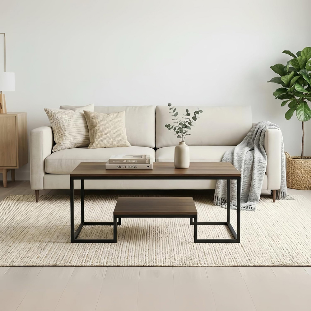 Alivio Single Shelf Brown Modern Industrial Coffee Table Image 4