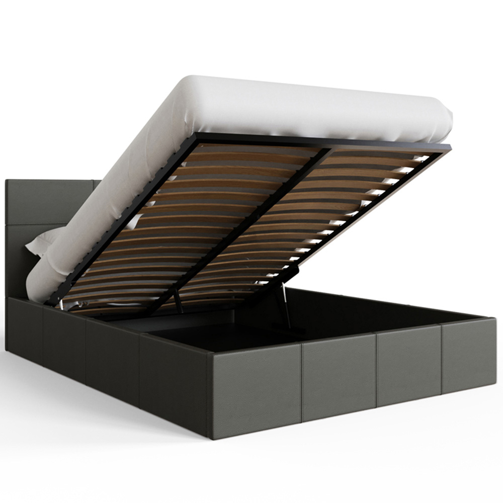 GFW King Size Grey Hopsack Fabric End Lift Ottoman Bed with Memory Pocket Spring Mattress Image 5
