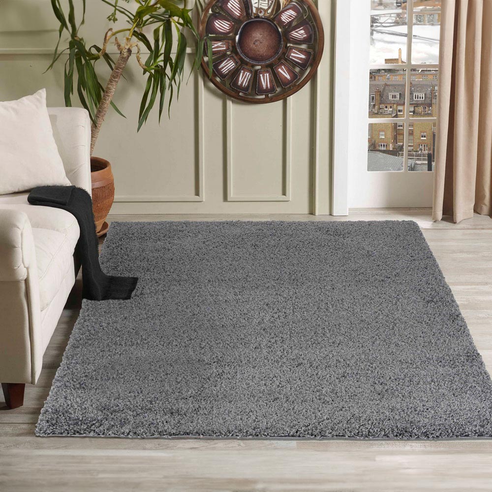 Desire Rugs Oxford Dark Grey Plain Shaggy Rug 160 x 230cm Image 2