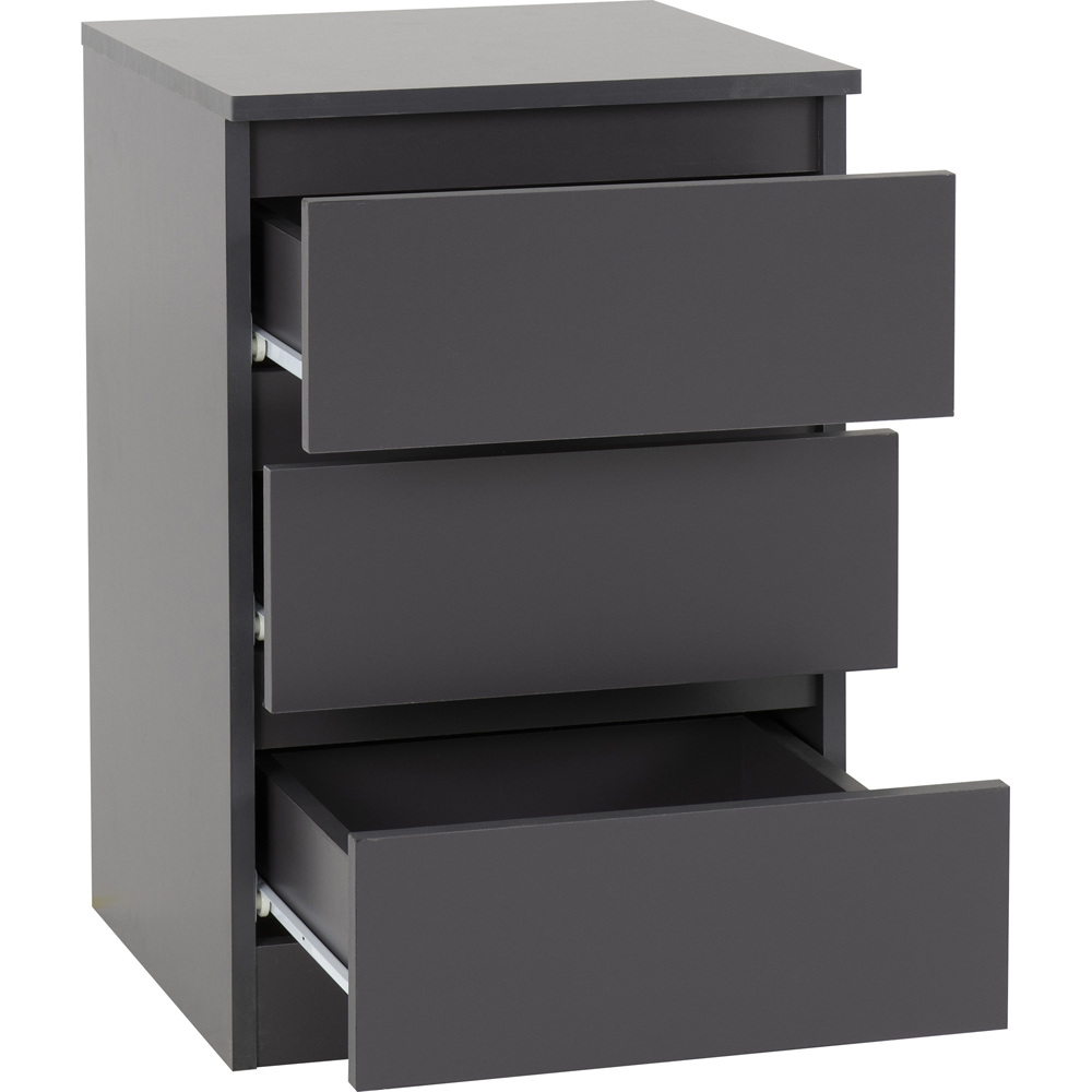 Seconique Malvern 3 Drawer Grey Bedside Table Set of 2 Image 5
