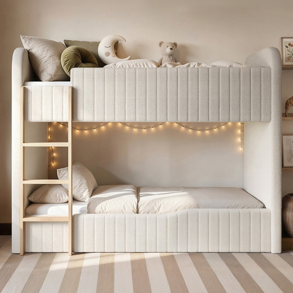 Flair Venna Beige Boucle Upholstered Bunk Bed Image 1