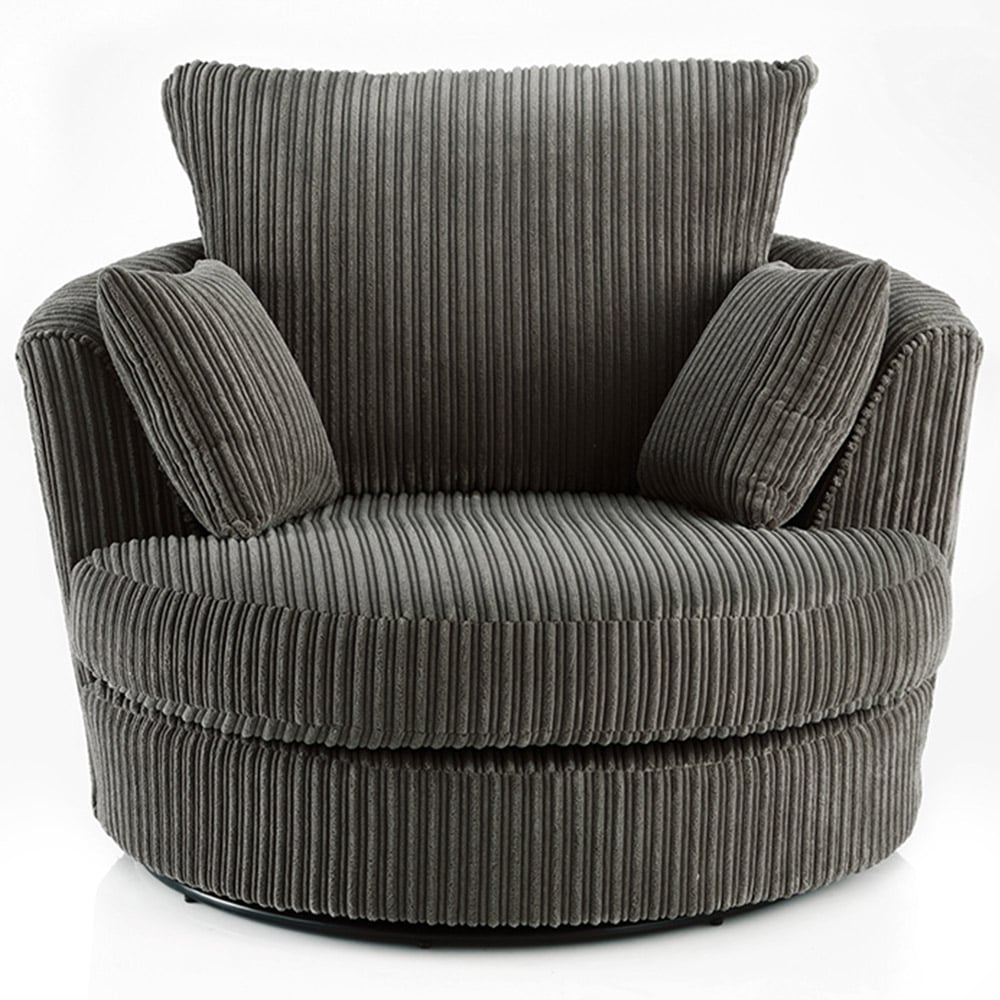 Portland Canolo Luxury Charcoal Jumbo Cord Swivel Chair Image 2
