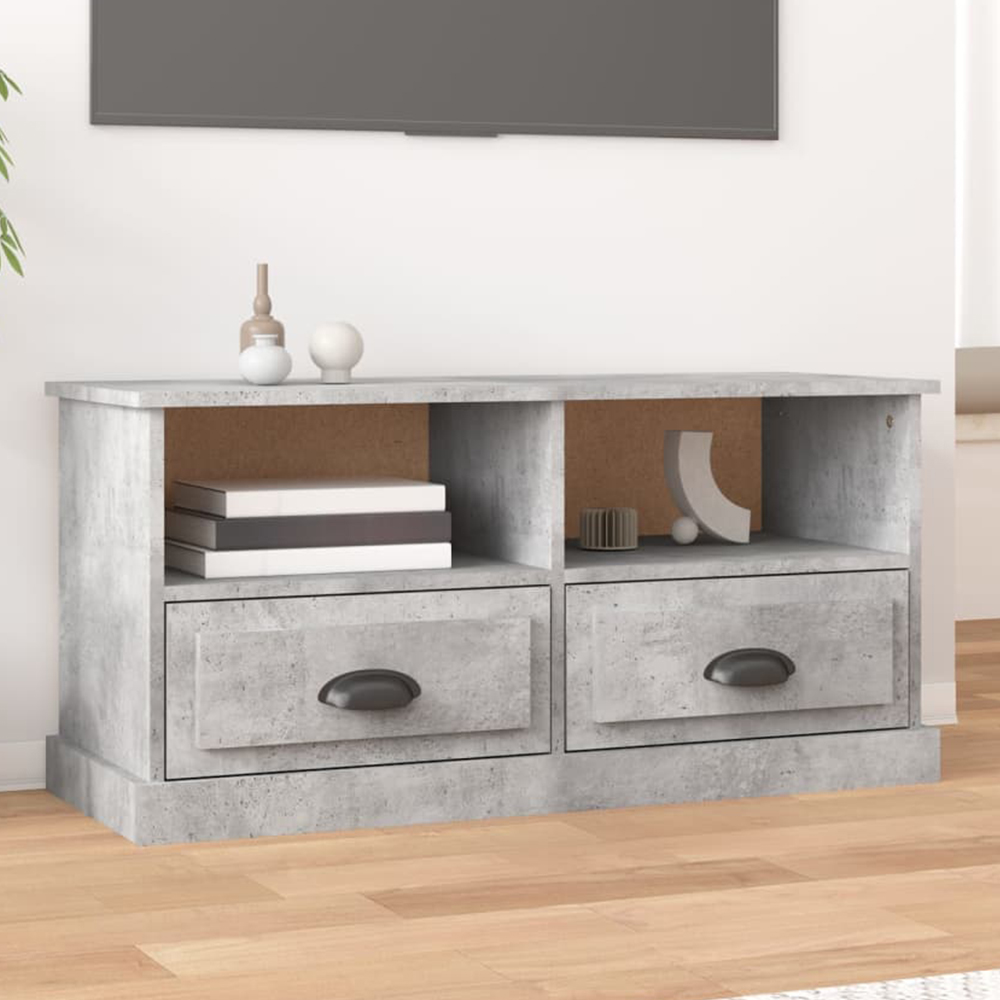 vidaXL 2 Drawer 2 Shelf Concrete Grey TV Cabinet Image 1