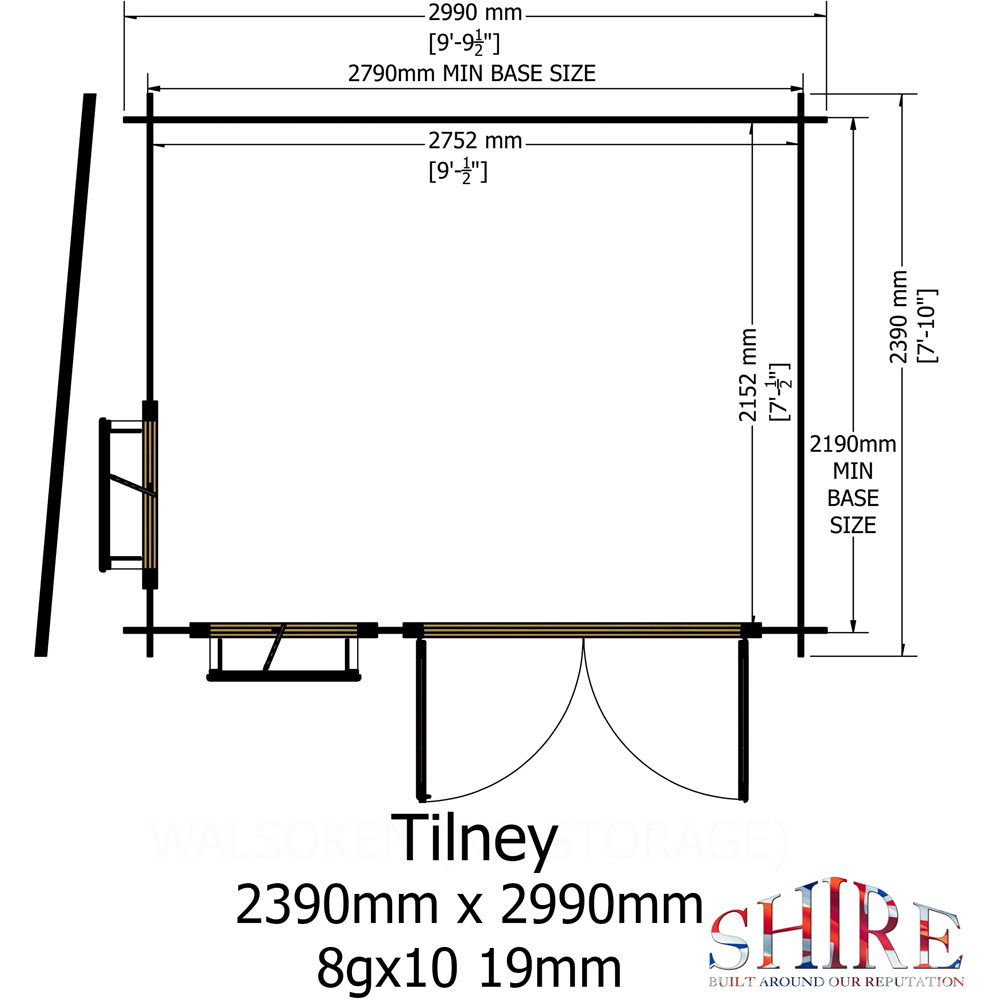 Shire Tilney 8 x 10ft Pent Garden Log Cabin Image 8