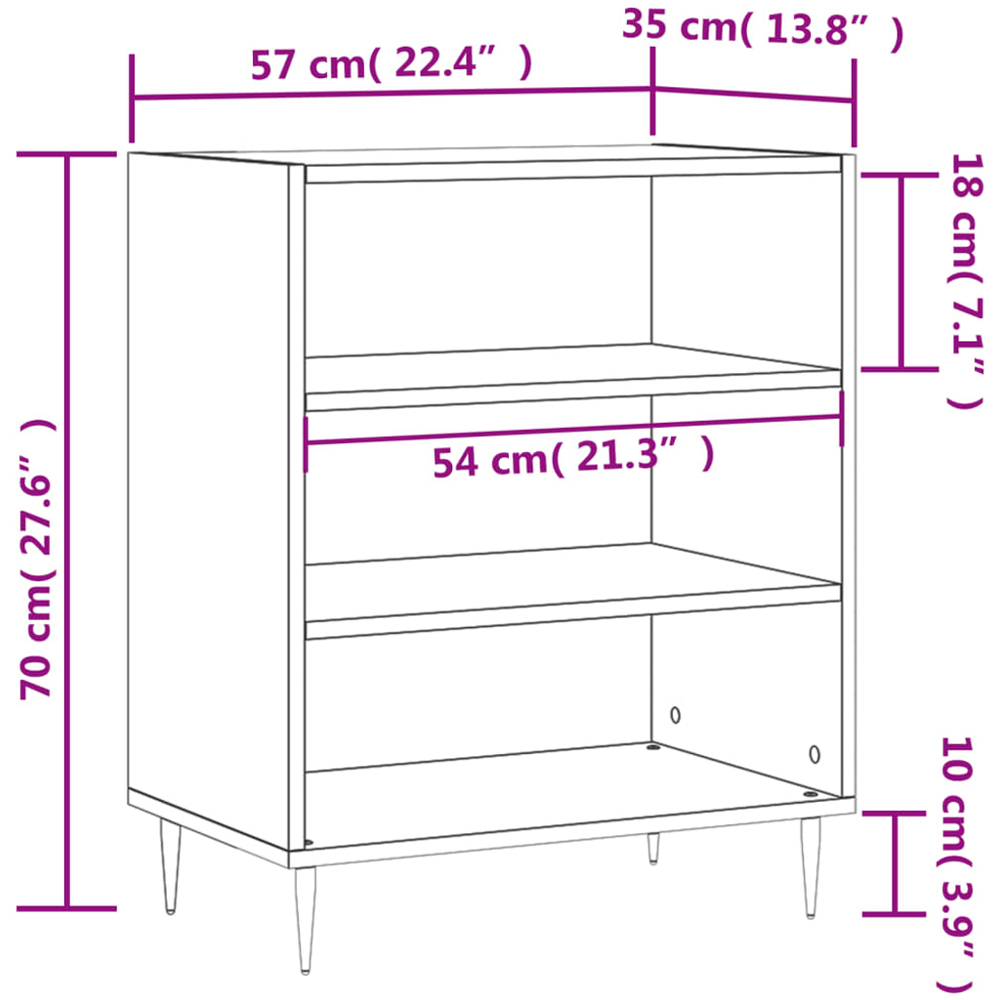vidaXL 3 Shelf White Sideboard Image 9