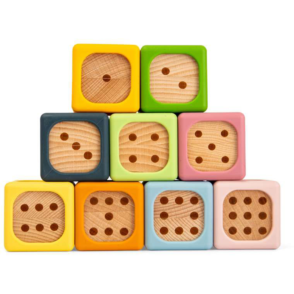 Bigjigs Toys Kids Wooden and Silicone Soft Sorting Block Set 9 Piece Image 4