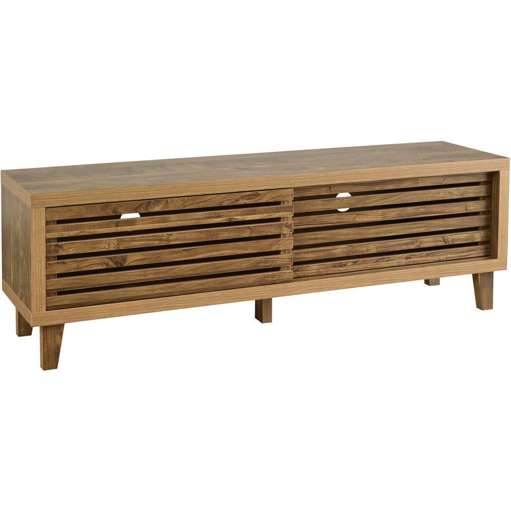 Home Source Luna 2 Sliding Door Oak TV Unit Image 2