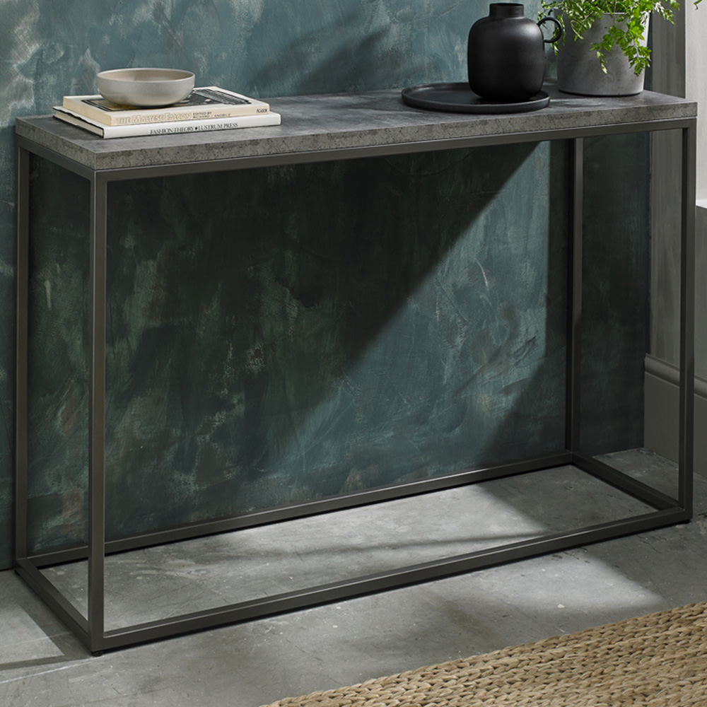 Bentley Designs Renzo Zinc and Dark Grey Console Table Image 1