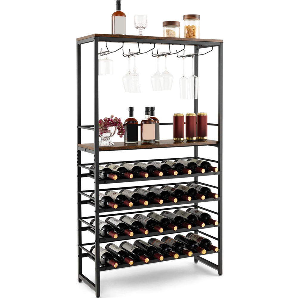 Costway 2 Shelf 32 Bottle Wine Rack with Glass holders Image 3
