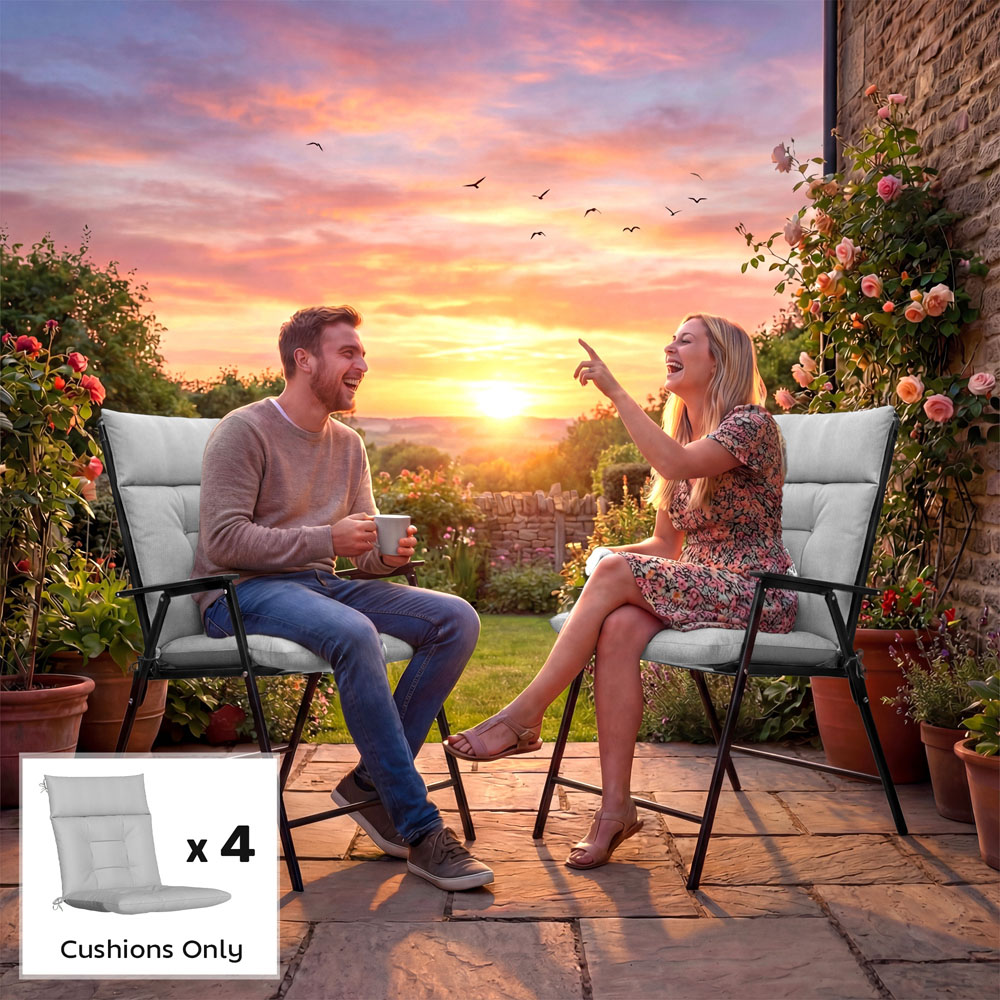 Outsunny Light Grey Waterproof Garden Chair Cushion 111.5 x 53cm 4 Pack Image 3
