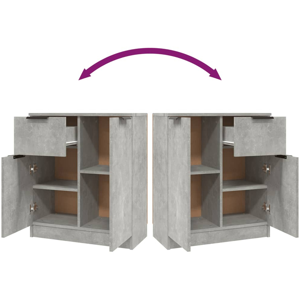 vidaXL 2 Door Single Drawer Concrete Grey Wooden Sideboard Image 7