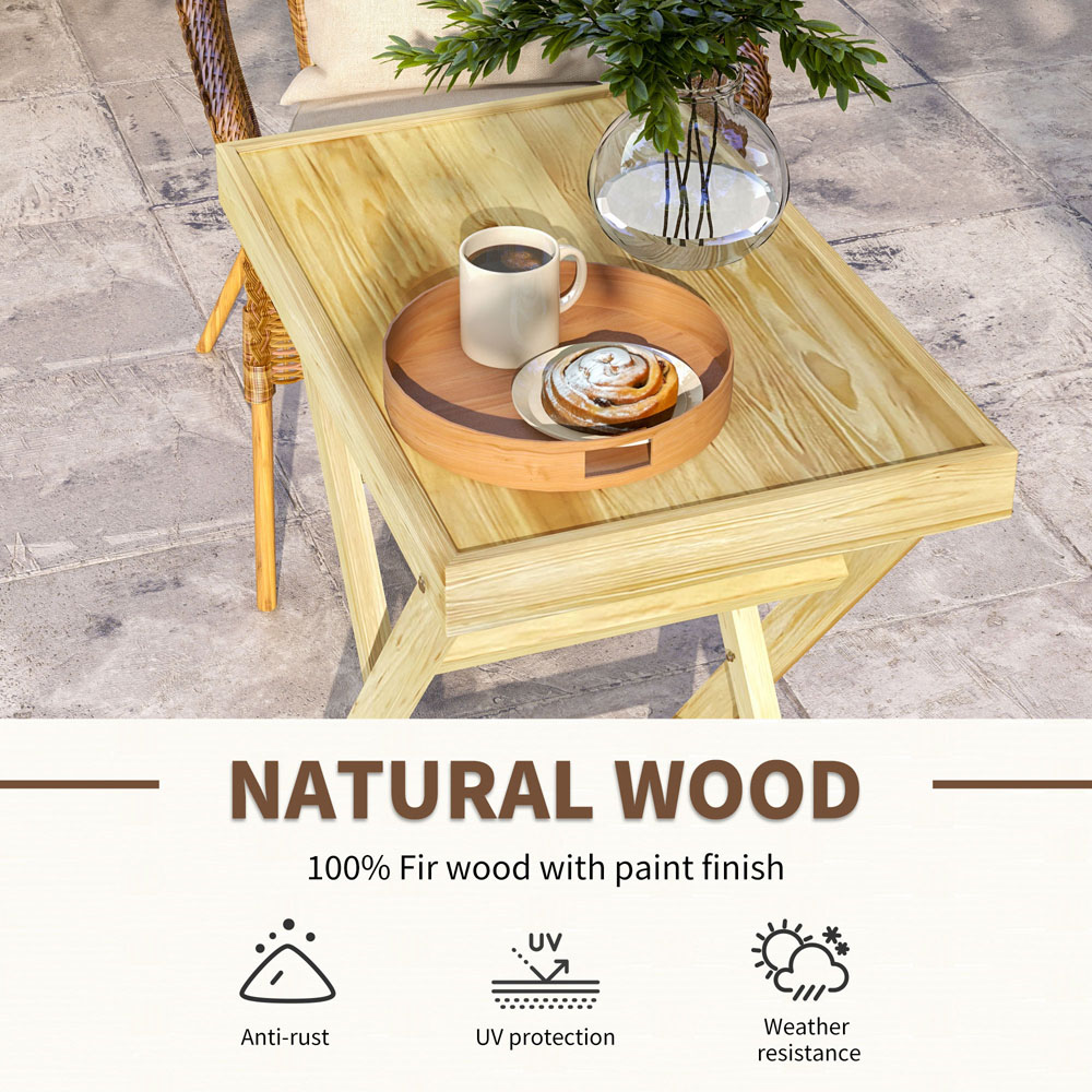 Outsunny Natural Wooden Coffee Table Image 6