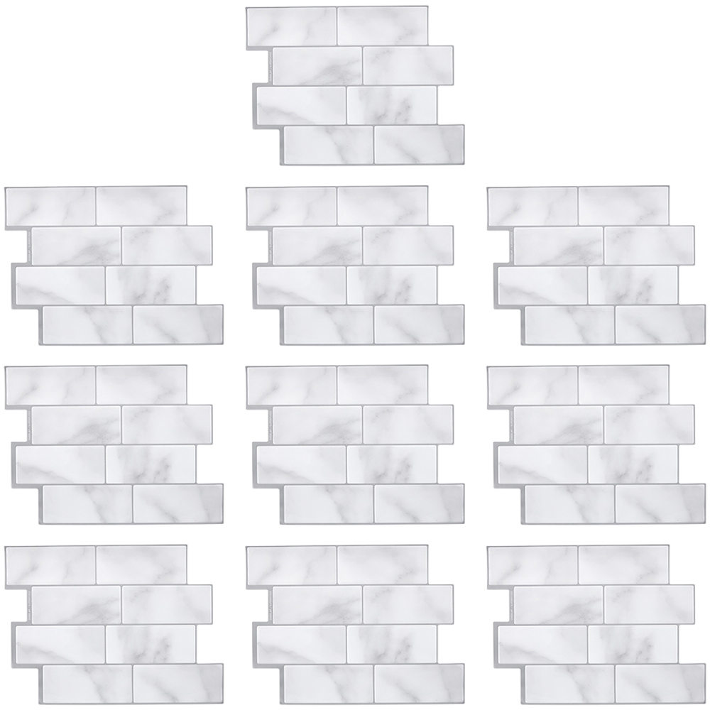 Living and Home Brick Effect Grey Rectangle Self Adhesive Wall Sticker 10 Pack Image 2