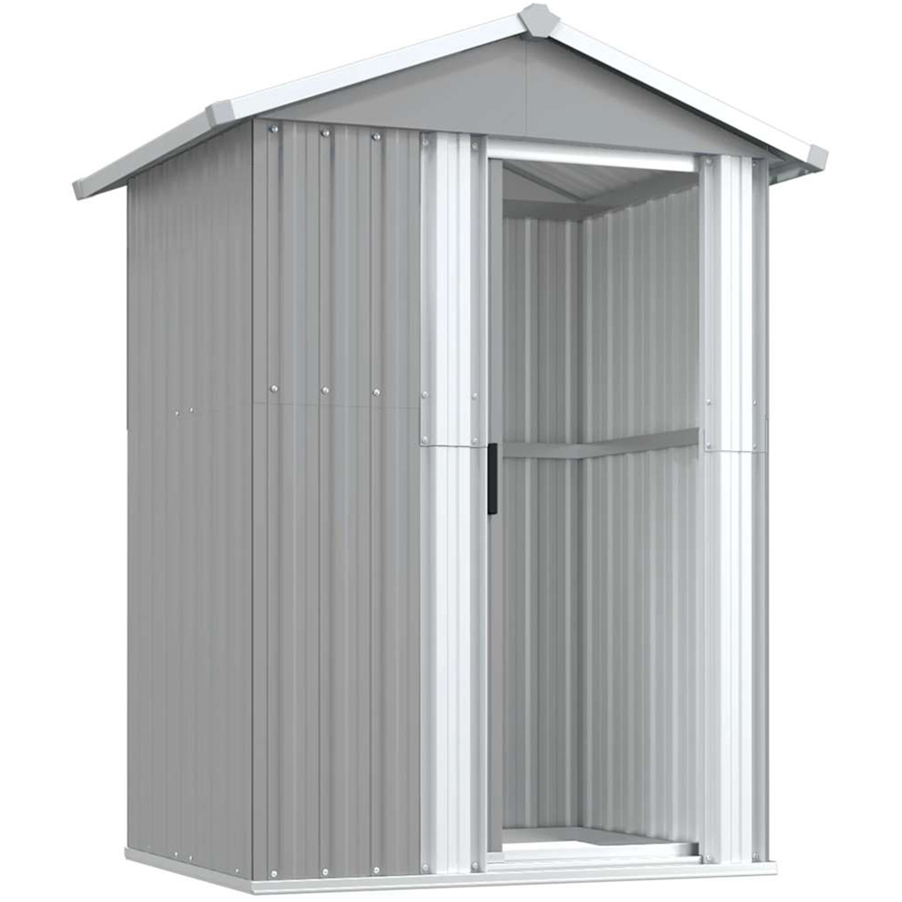 vidaXL 4.1 x 3.2ft Grey Galvanised Steel Apex Garden Shed Image 4