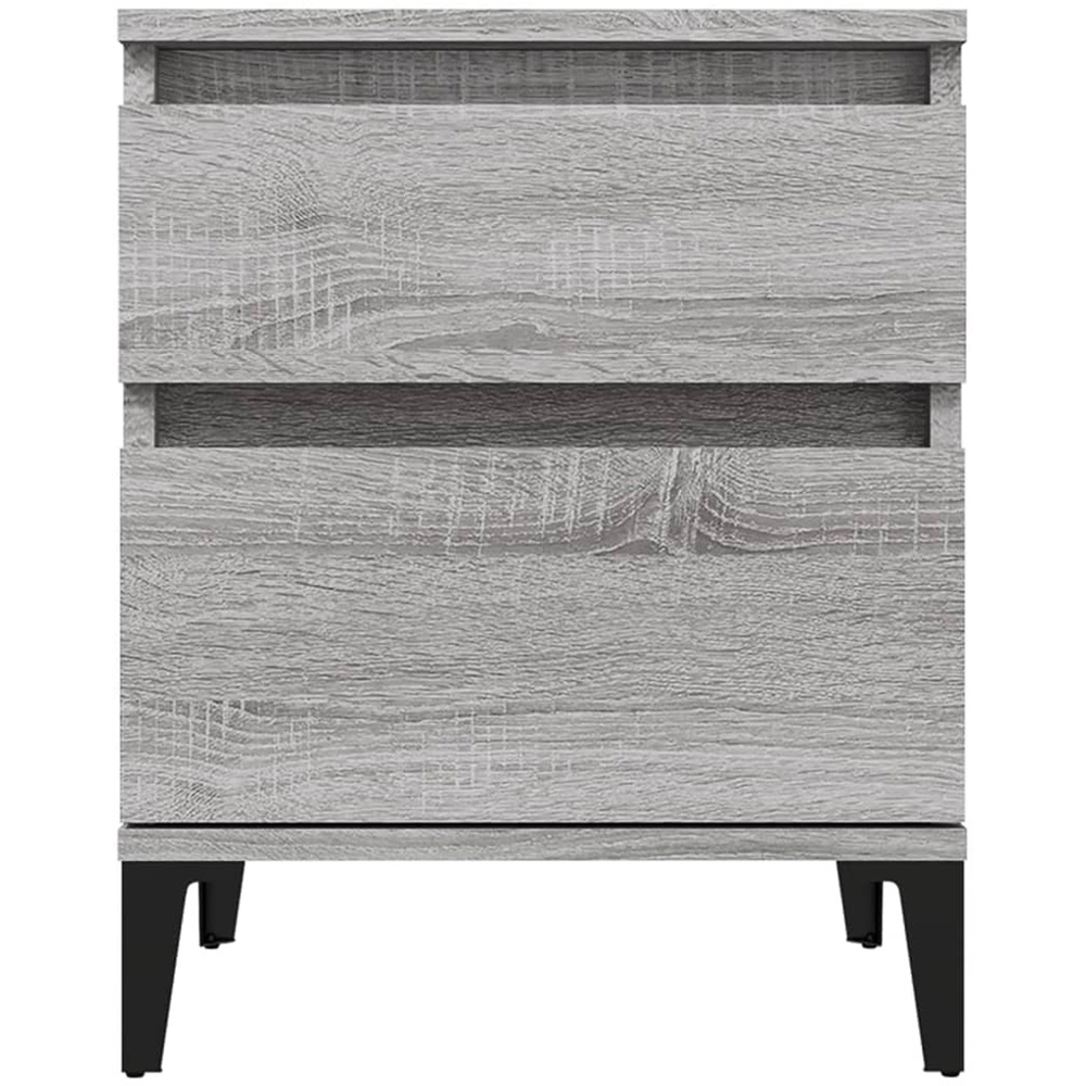 vidaXL 2 Drawer Grey Sonoma Bedside Table Set of 2 Image 5