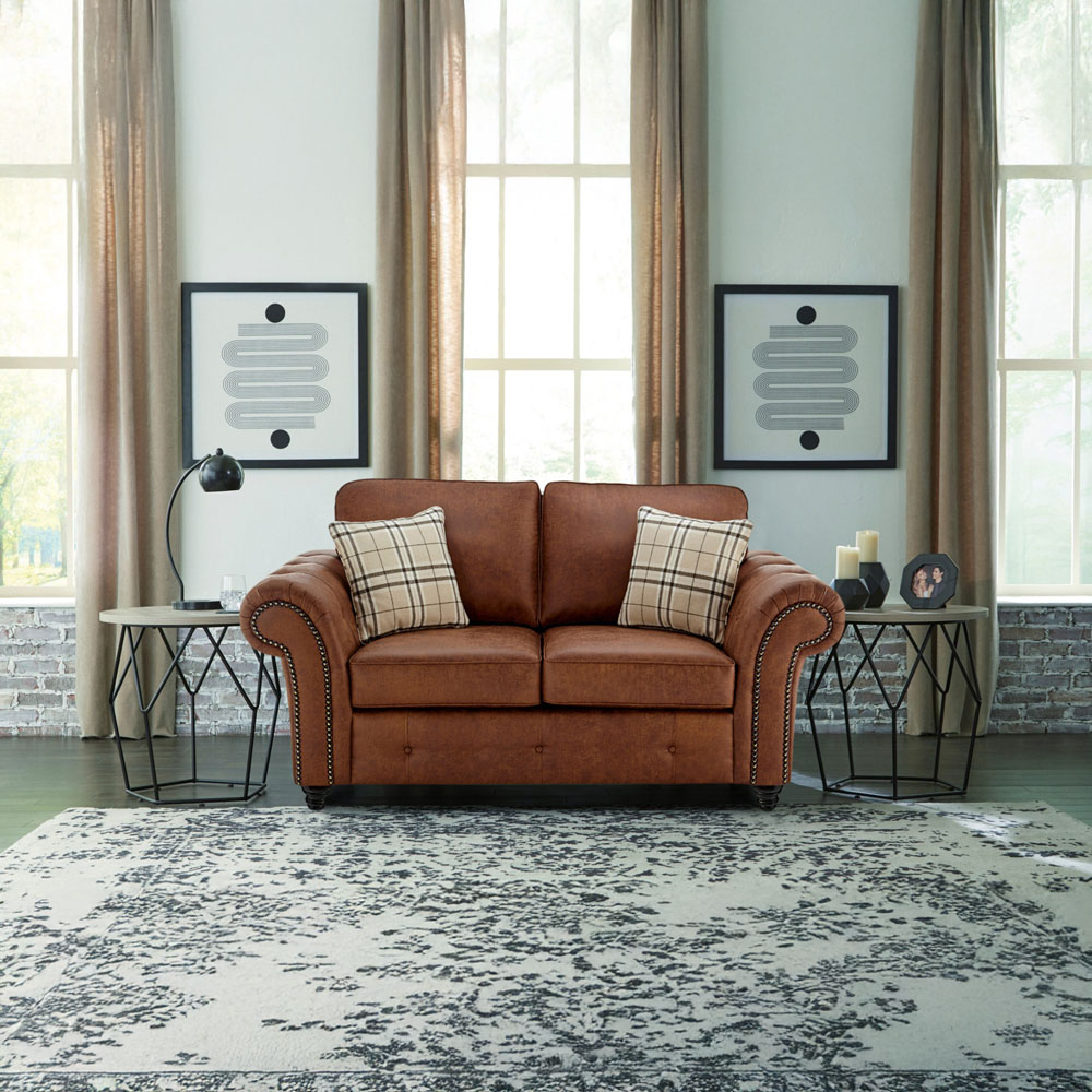 Portland Oakana Luxury 2 Seater Brown Leather Sofa Image 3
