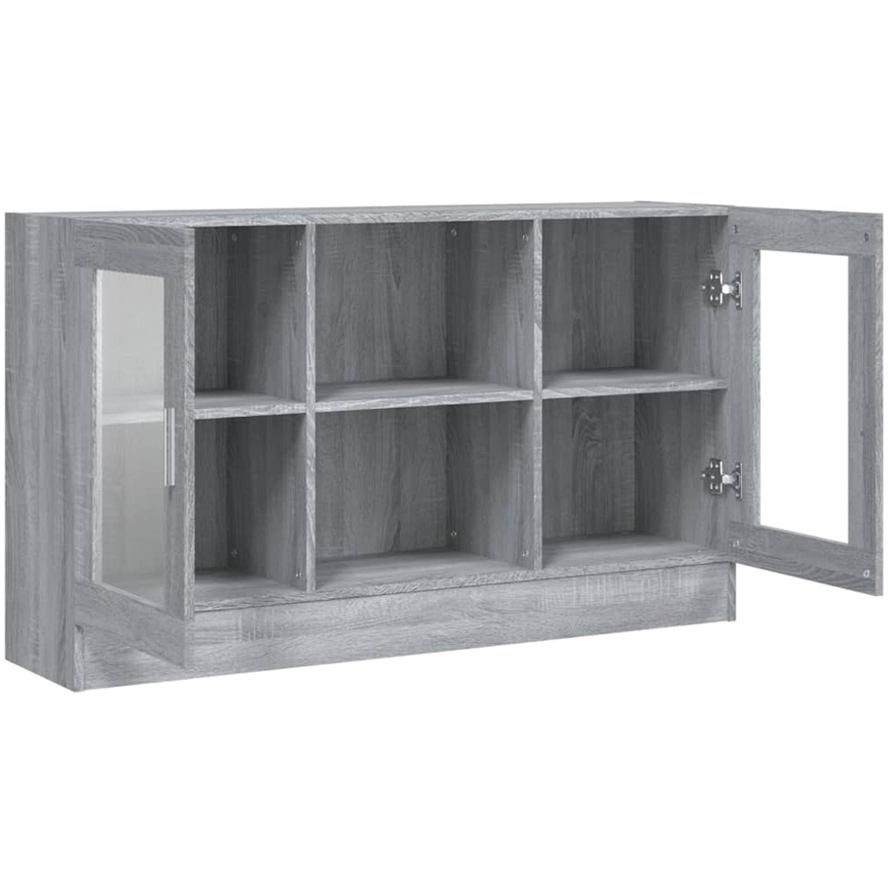 vidaXL Vitrine 2 Glass Door 6 Shelf Grey Sonoma Floor Cabinet Image 5