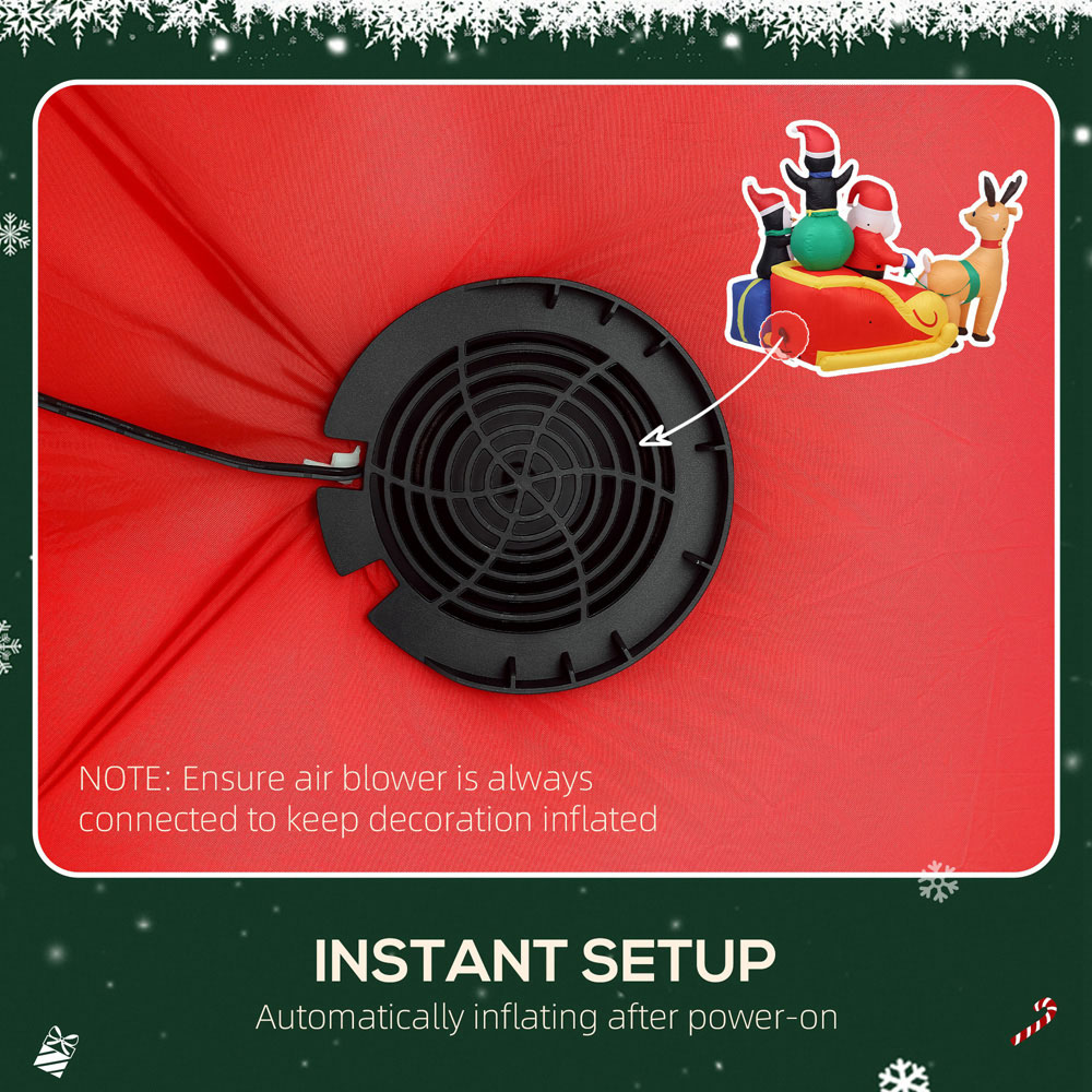 Everglow Christmas Blow Up Inflatable Santa Reindeer and Penguin Decoration with Built-in LEDs 4.9ft Image 6