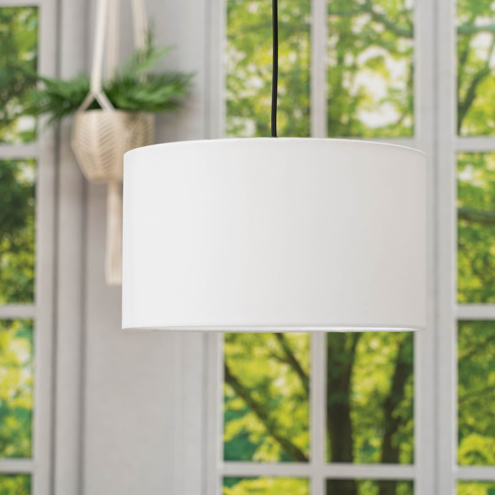 ValueLights Reni White Fabric Drum Ceiling Lamp Shade 35cm Image 2