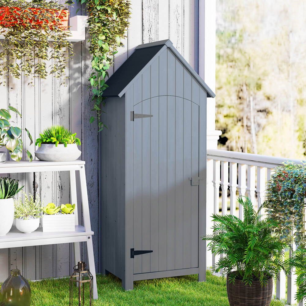 Outsunny 2.1 x 1.5ft 3 Shelf Grey Small Garden Shed with Tilt Roof Image 5