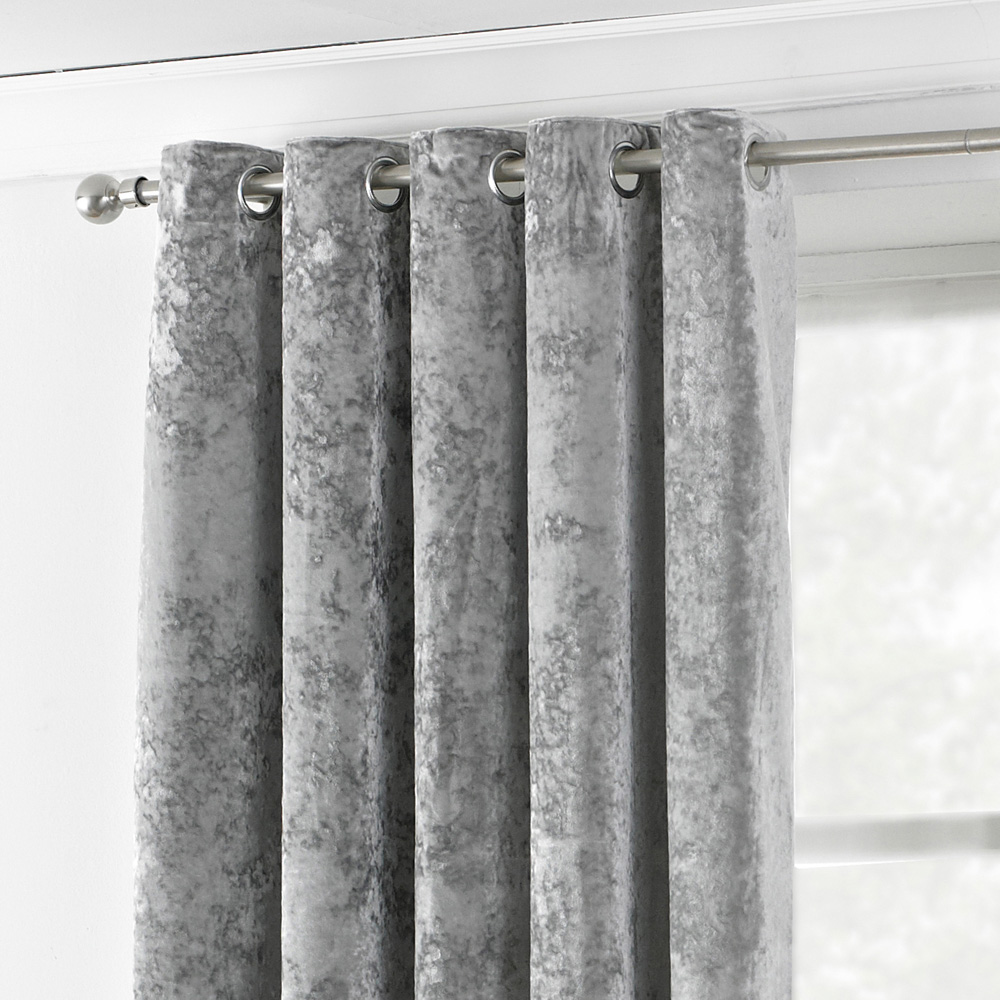 Paoletti Verona Silver Fully Lined Eyelet Curtains 229 x 229cm Image 2