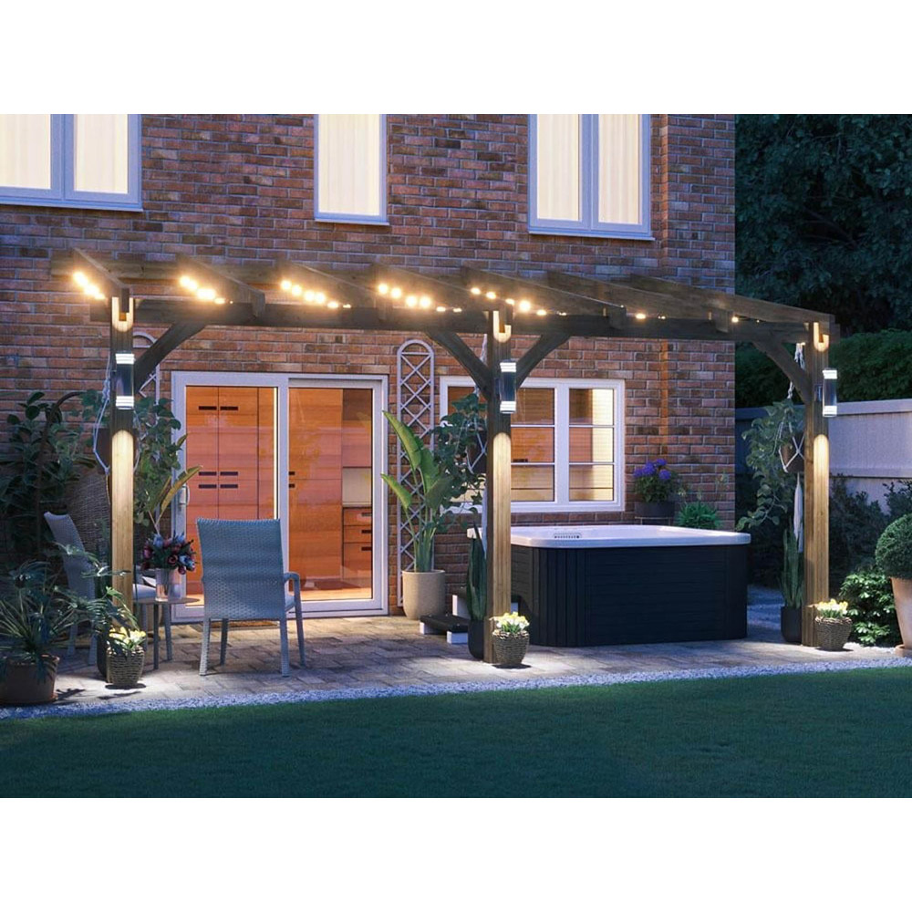 Dunster House Leviathan 5 x 3m Brown Plant Frame Wall Mounted Lean To Pergola Image 4