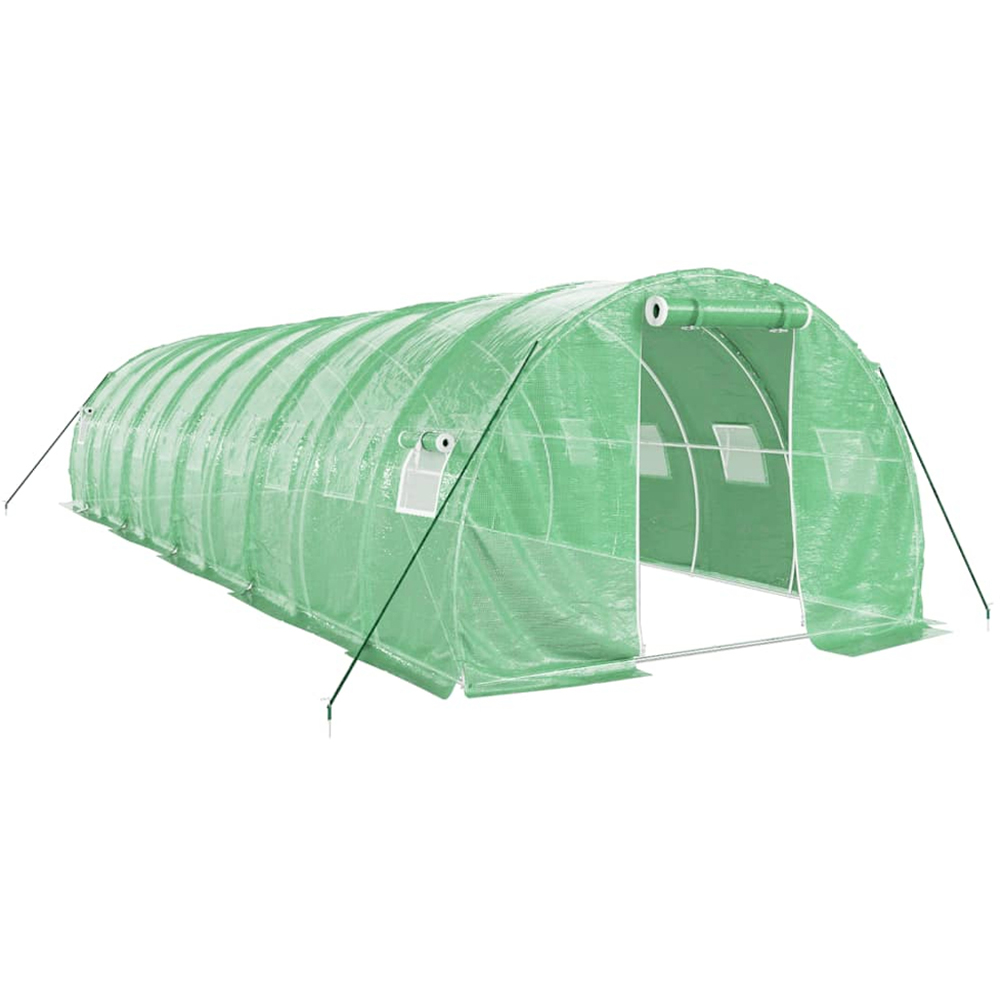 vidaXL Green Polyethylene Galvanised Steel Frame 32.8 x 9.8ft Greenhouse Image 1