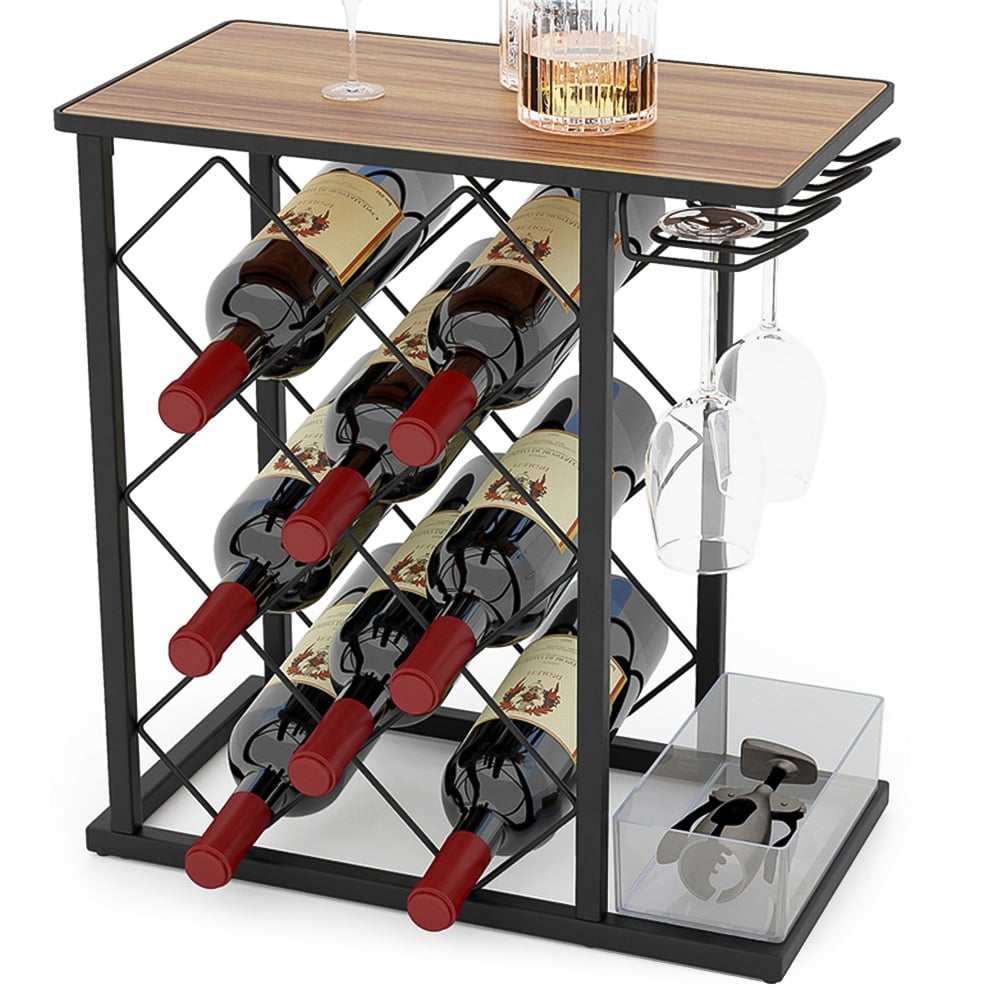 Costway 8 Bottle Countertop Wine Rack with Storage Image 1