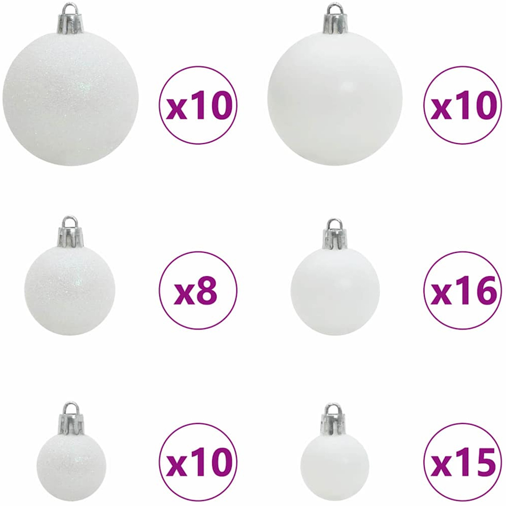 vidaXL Green Artificial Christmas Tree with LEDs White Decoration Ornaments 10ft Image 9