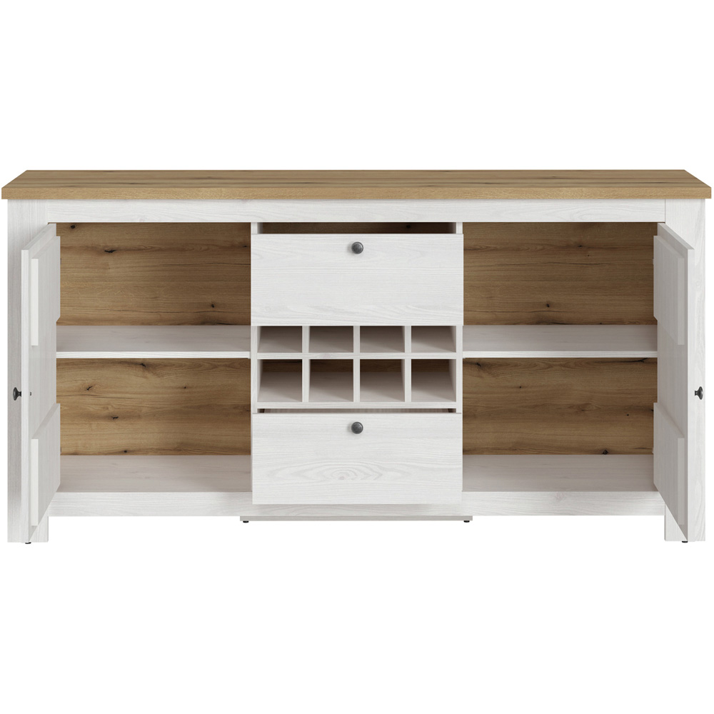 Florence Celesto 2 Door 2 Drawer White and Oak Sideboard with Wine Rack Image 3